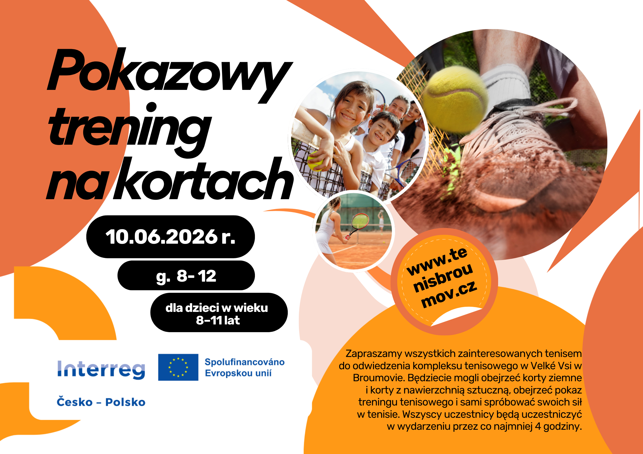Polský plakát k ukázkovému tréninku na kurtech